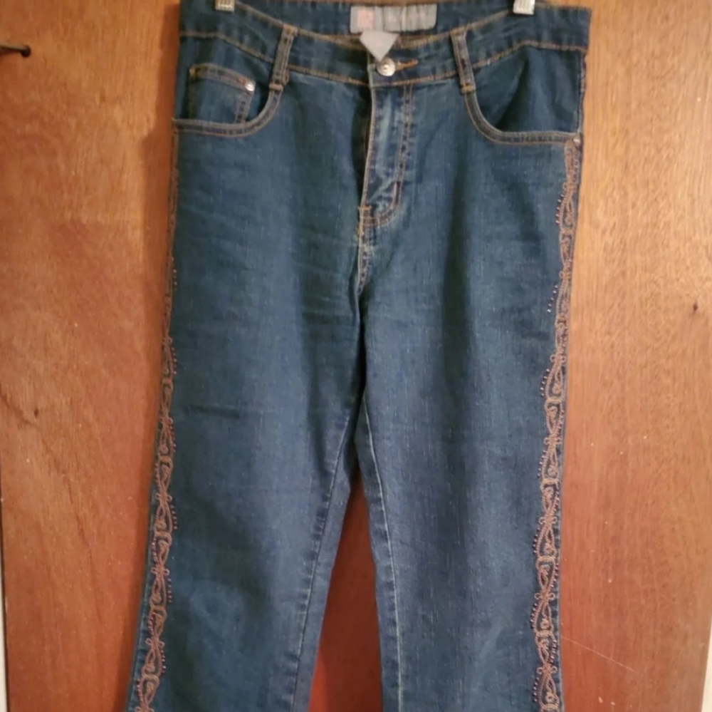 COS Embroidered Bellbottom Jeans